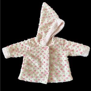 Vintage Hanna Anderson Cream w/ Pink Polka Dot Hooded Coat